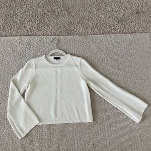 1 State Ivory Crewneck Cableknit Sweater Medium Viscose